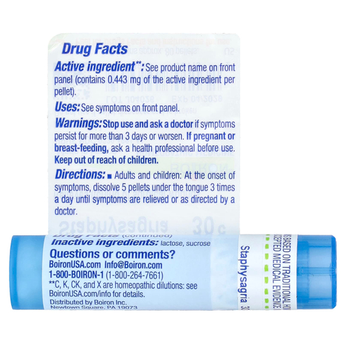 Boiron, Staphysagria, 30C, для снятия зуда, прибл. 80 гранул