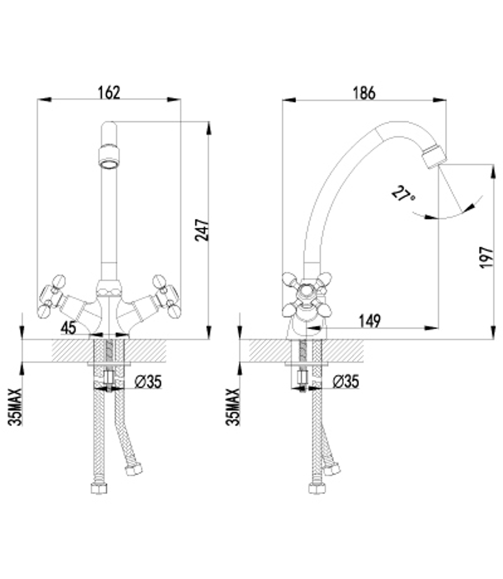 Смеситель для кухни с поворотным изливом LEMARK VISTA – LM7604C