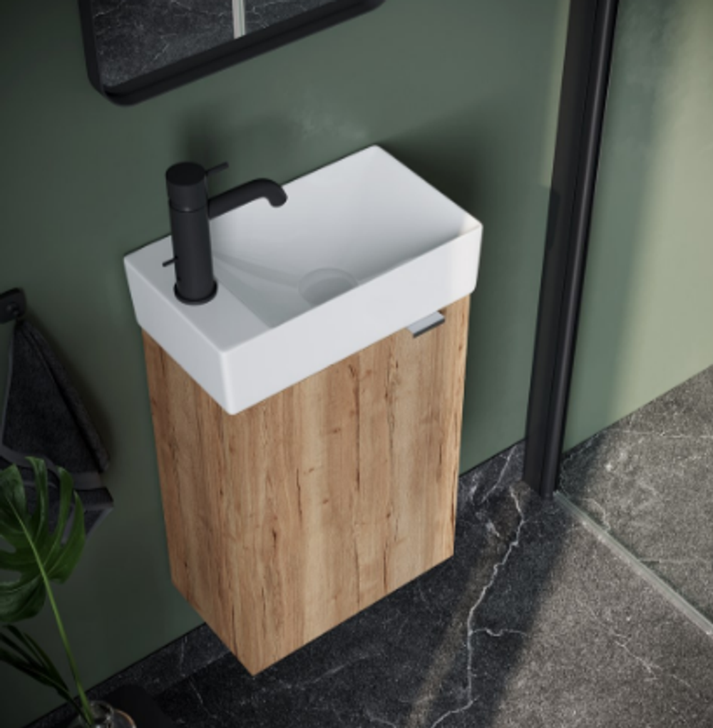 Тумба подвесная SANCOS Mini 355х205х500, с распашной дверцей, внутри 1 полка, дуб галифакс натуральный , арт.MN35EGL
