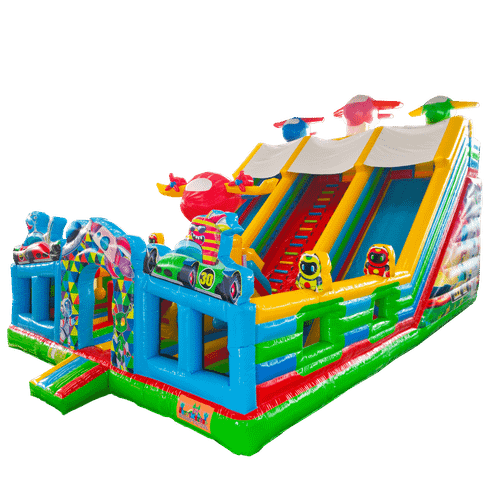 Коммерческий надувной батут горка «Крутые виражи» 13х8х8,3 м.