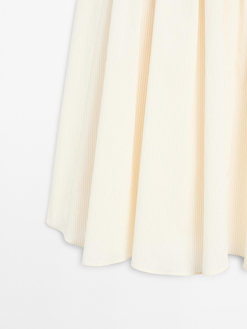 Massimo Dutti Юбка из смесового хлопкового поплина в полоску, кремовый