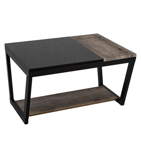 Стол журнальный BeautyStyle 31 дуб крымский состаренный/венге/стекло черное