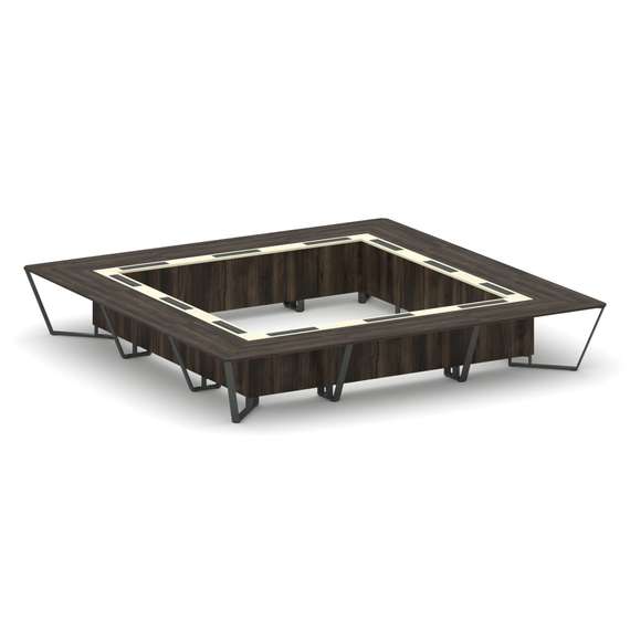 Steel Meet Стол переговорный квадратный KM-PR.B.SP-24K Дуб Мали/Ваниль Глянец/Металл Антрацит 4800*4