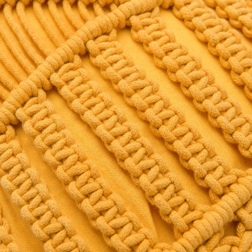 Чехол на подушку макраме горчичного цвета из коллекции ethnic, 35х60 см