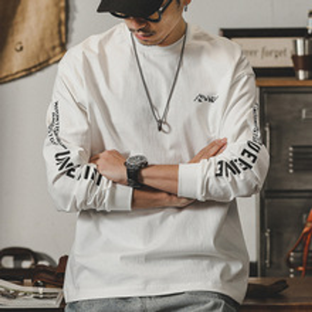 Футболка мужская с длинными рукавами осенняя модная, хлопковая в горном стиле