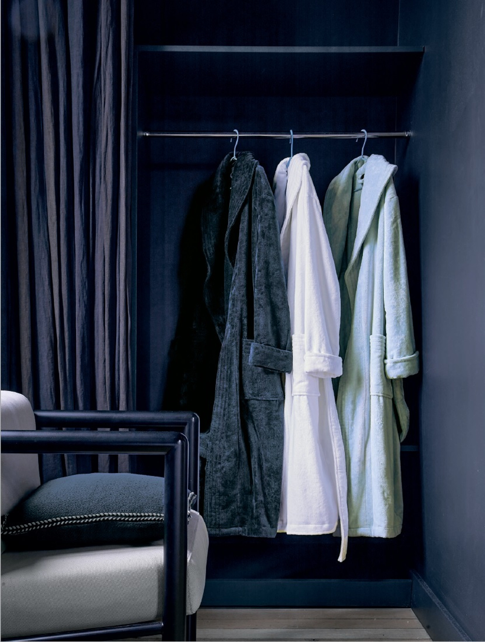 Халат велюровый Blanc des Vosges Quietude серо-голубой