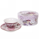 Чайная пара керамическая «Грация» (кружка 200мл+блюдце) в подарочной коробке, розовая