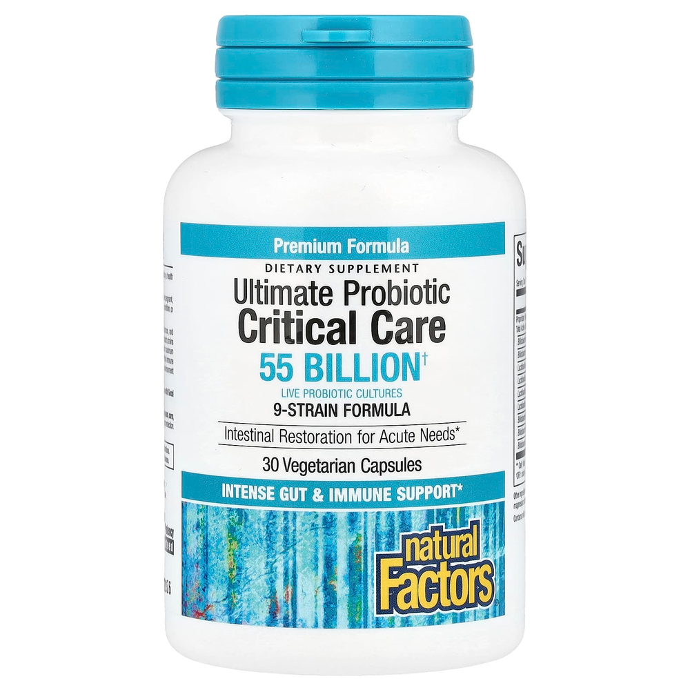 Natural Factors, Ultimate Probiotic, критический уход, 55 млрд КОЕ, 30 вегетарианских капсул