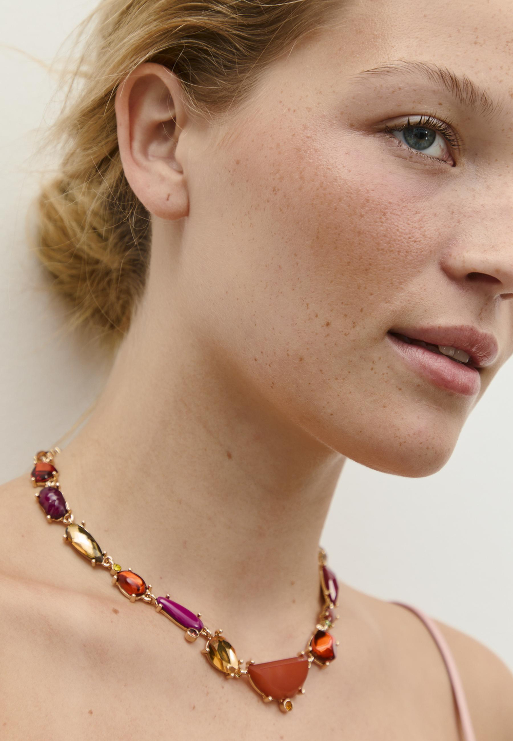 STRADIVARIUS Комплект из 2 многорядных ожерелий со стразами, золотой