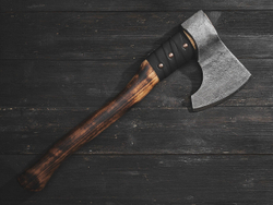 Топор "Брату от брата", рукоять комель берёзы (обжиг)
