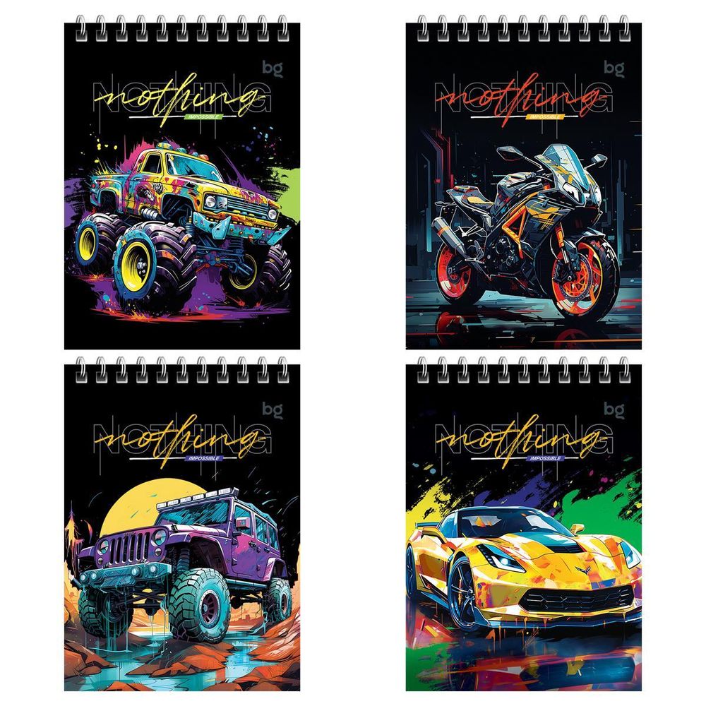 Блокнот А6 60л. клетка, на гребне &quot;Bright cars&quot; (BG)