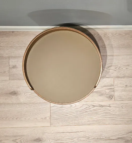 Прикроватная тумбочка 4165 с двумя ящиками, оливково-серая экокожа