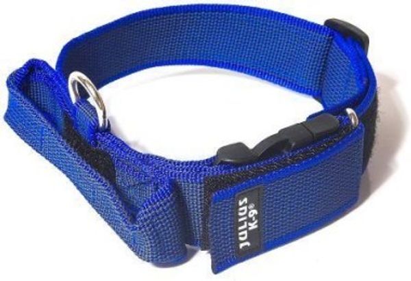Ошейник для собак JULIUS-K9 Color & Gray с закрытой ручкой, сине-серый