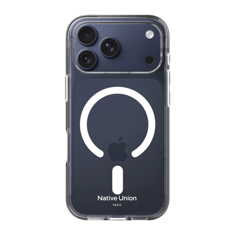 Прозрачный чехол MagSafe Native Union (Re)Clear Case для iPhone 17 Pro Глянцевый гибридный чехол из переработанного пластика, повышенным уровнем защиты при падении и вырезом для Контроллера камеры. Производителем заявлена устойчивость к пожелтению