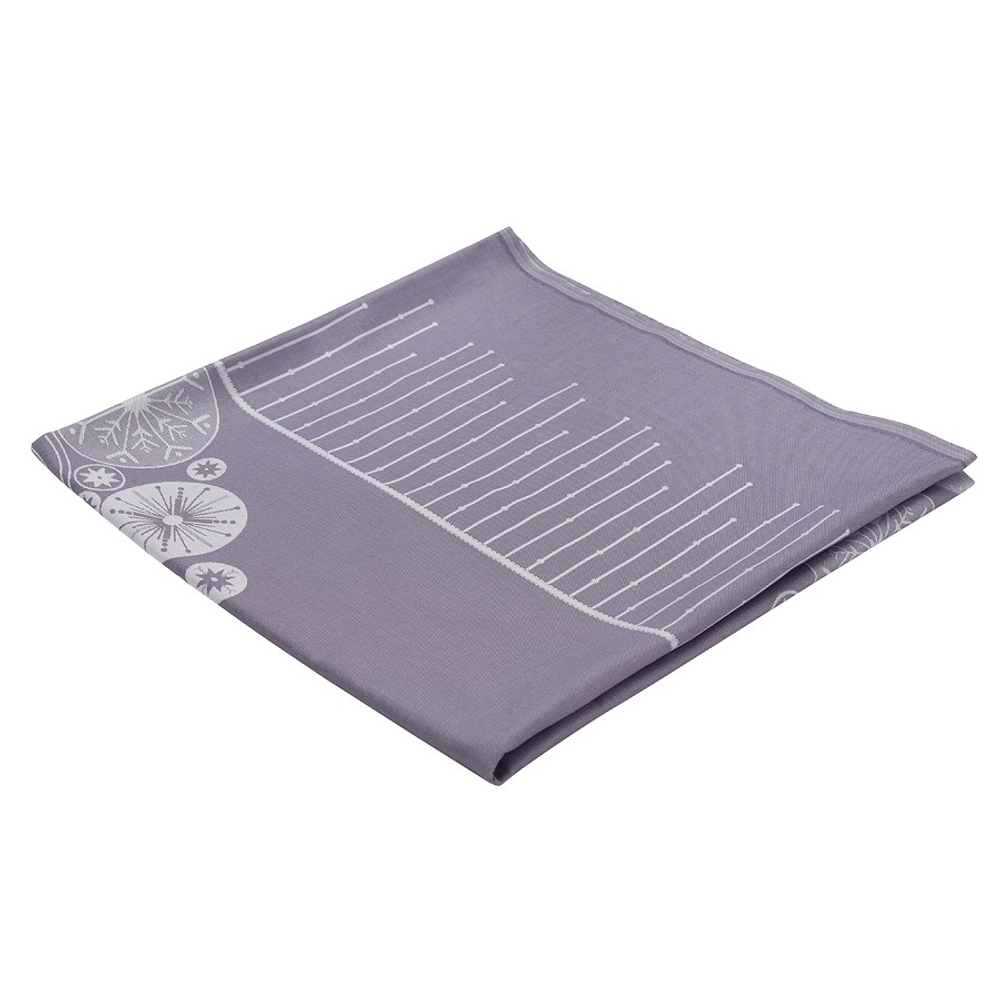 Скатерть из хлопка фиолетово-серого цвета с рисунком Ледяные узоры, new year essential, 180х260см