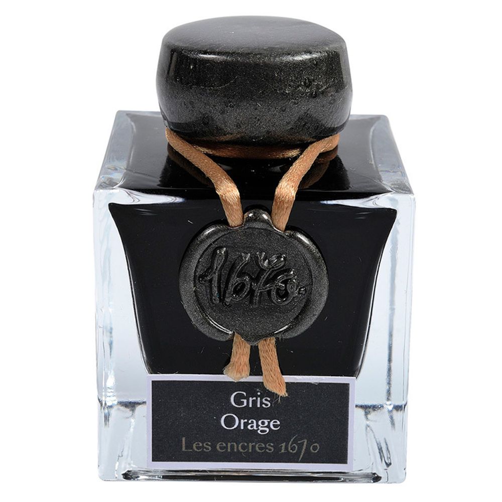 Чернила во флаконе Herbin Prestige 1670 50 мл Gris Orage темно-серые с золотыми блестками (15009JT)