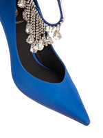 Женские туфли синие с декоративными камнями