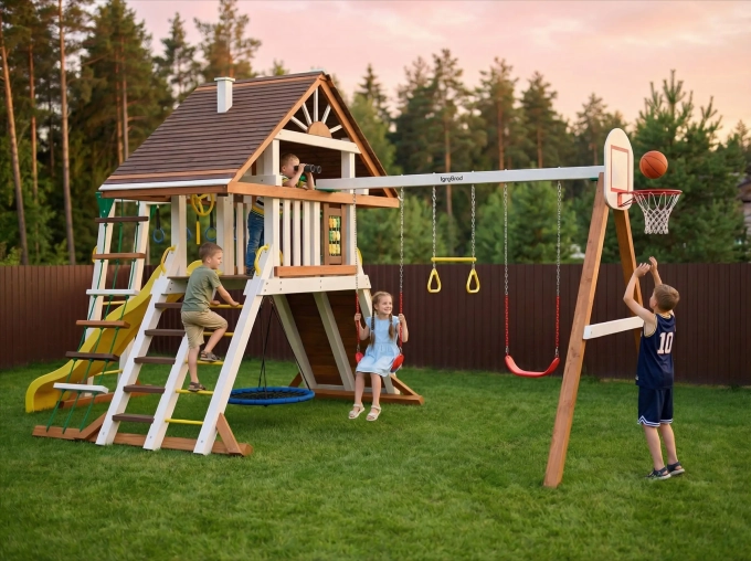 Детская площадка IgraGrad Крепость Фани с рукоходом (Домик) мод.2