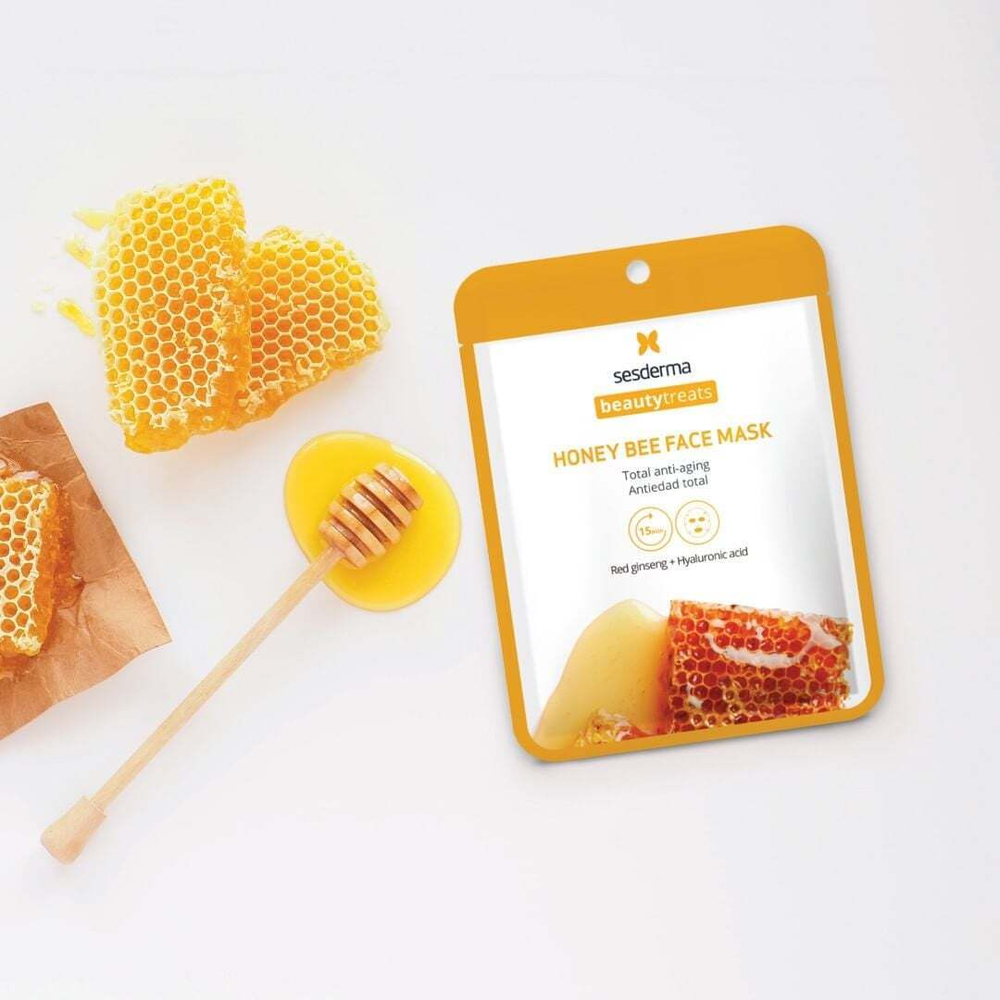 Sesderma BEAUTYTREATS Honey Bee Face Mask - Антивозрастная тканевая маска для лица с экстрактом красного женьшеня и пчелиным ядом