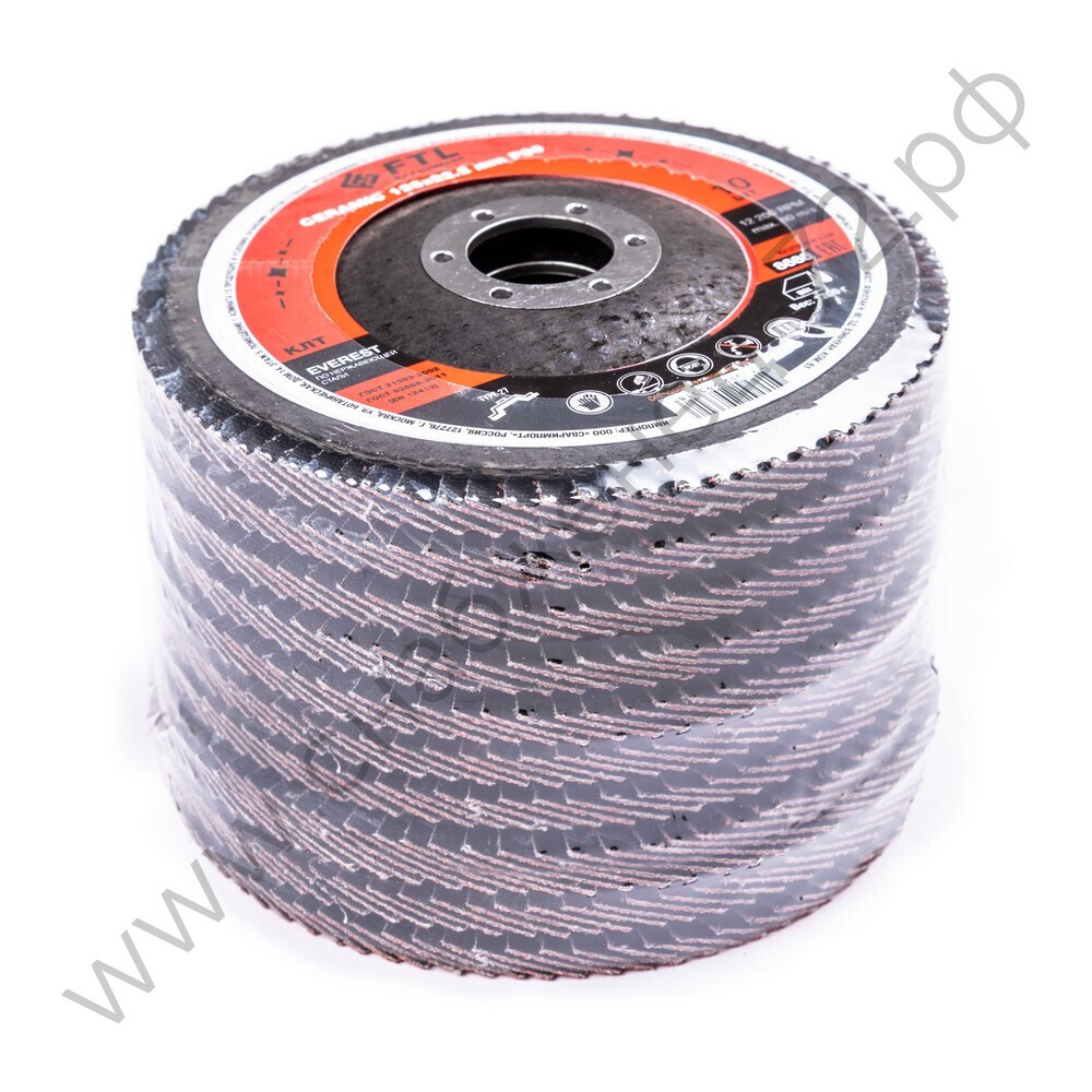 Круг лепестковый с керамическим абразивом для шлифования по нержавеющей стали FTL Everest 27 125 х 22,2 мм P80