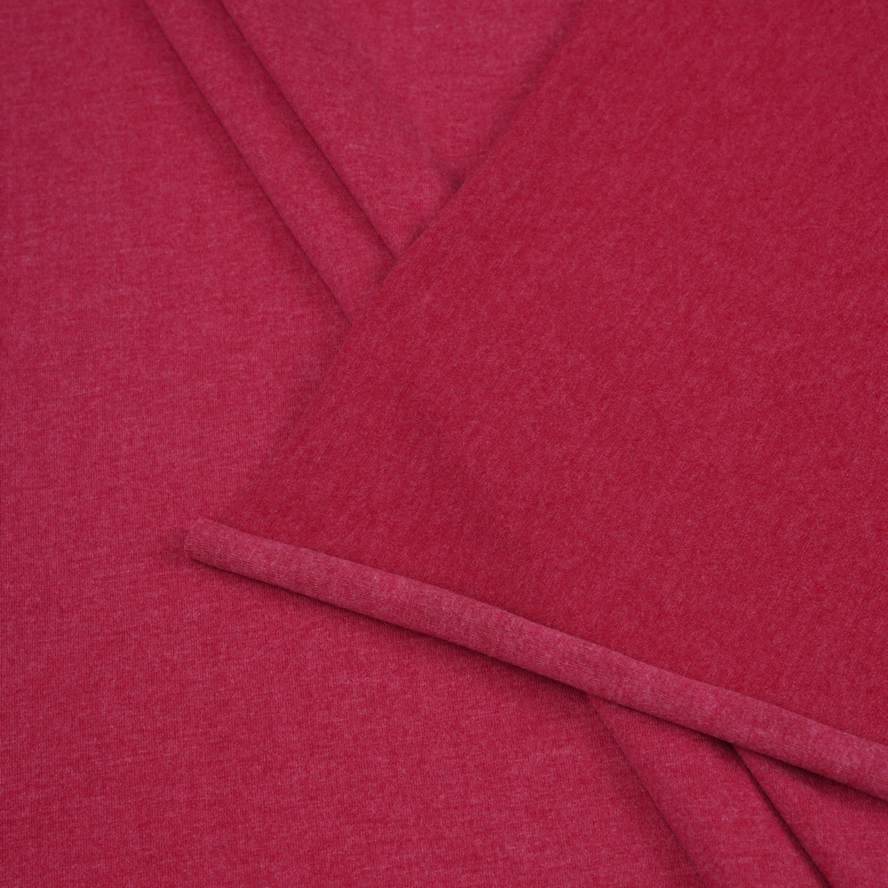 Кулирная гладь, 46% ПЭ, 46% Хлопок, 8% ПУ(эластан), 185 гр/м2, меланж т.малиновый (0196)