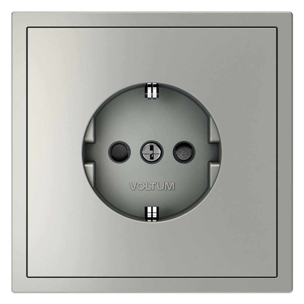 Розетка встраиваемая VOLTUM S70 с заземлением и защитными шторками, 16А, (сталь)