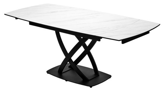 Стол FOGGIA 140 KL-99 Белый мрамор матовый, итальянская керамика/черный каркас