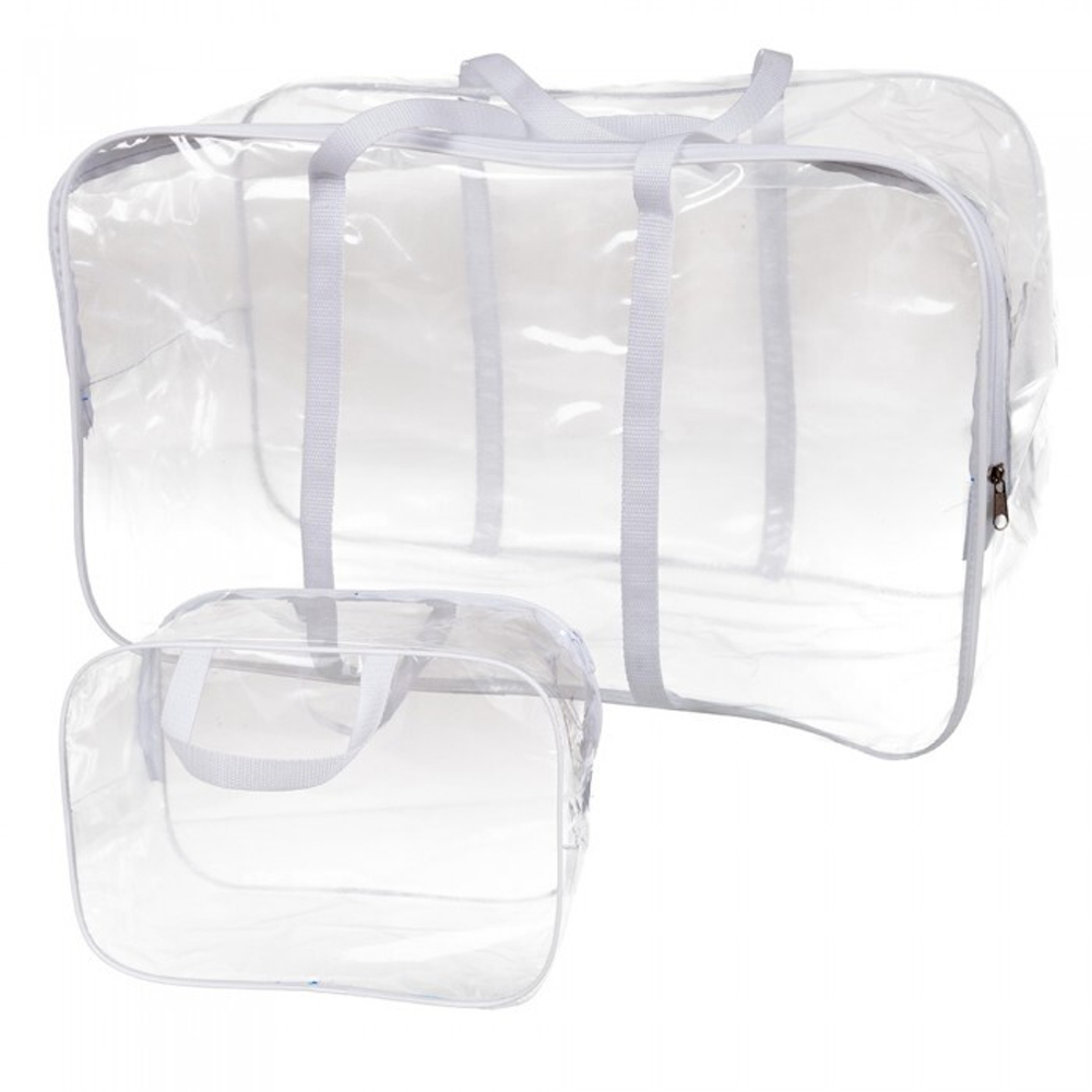 Сумка в роддом набор 2 шт "Комфорт" прозрачный ПВХ (серый)