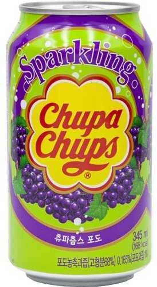Газированный напиток Чупа Чупс Виноград / Chupa Chups Sparkling Grape 0.345 - банка