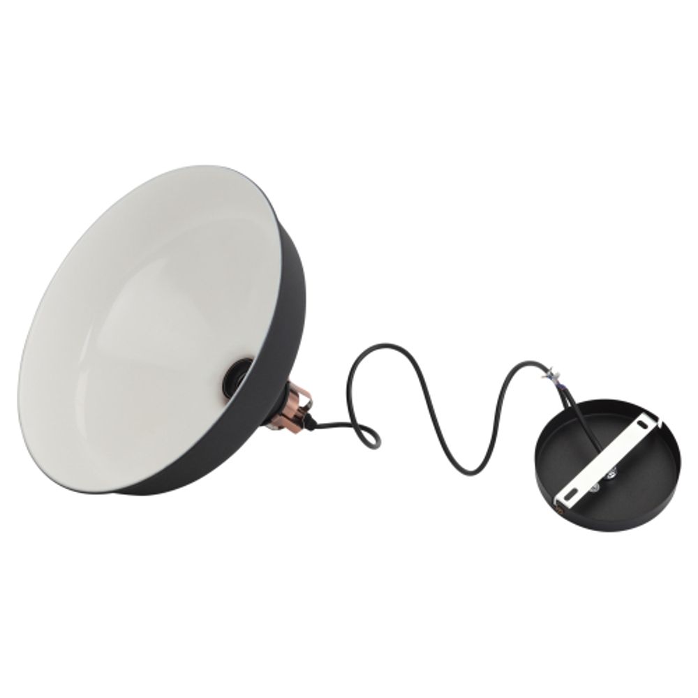 Светильник подвесной (подвес) ЭРА PL2 BK/RC металл, E27, max 60W, высота плафона 200мм, подвеса 780мм, черный/медь | Подвесы в стиле LOFT