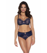 Стильный бюстгальтер на косточках plus size с кружевом (Размер: 85J) (Цвет: темно-синий)