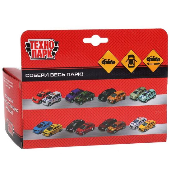 Машина металл TOYOTA PRADO матовая 12 см, двери, багаж, инерц, черный, кор. Технопарк