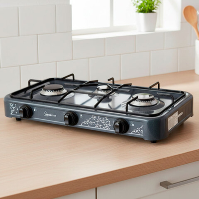 Плитка газовая HOMESTAR HS-1203, 3-х конфорочная, 2*3200Вт + 2500Вт