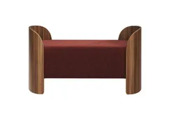 Банкетка Lagom 2 120 см (бордовый FiberGuard, орех)