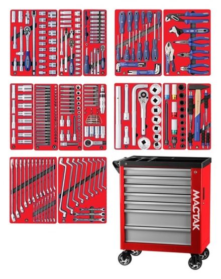 Цена на МАСТАК (50-07299R) Набор инструментов "ПРОФИ" в красной тележке, 299 предметов
