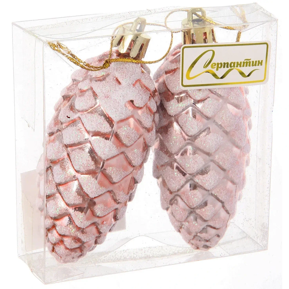 Ёлочные игрушки «Таинственное очарование» Шишки 9 см (набор 2шт), розовое золото