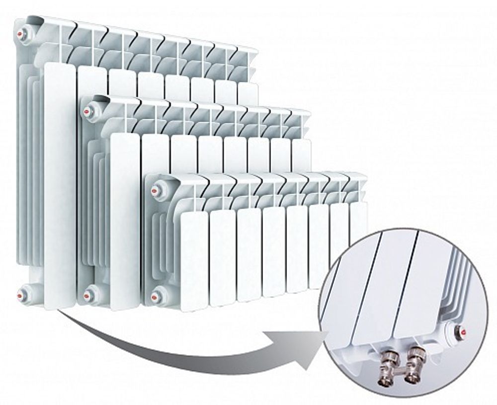 Радиатор биметаллический Rifar Base Ventil500/13 секции (правое подключение)