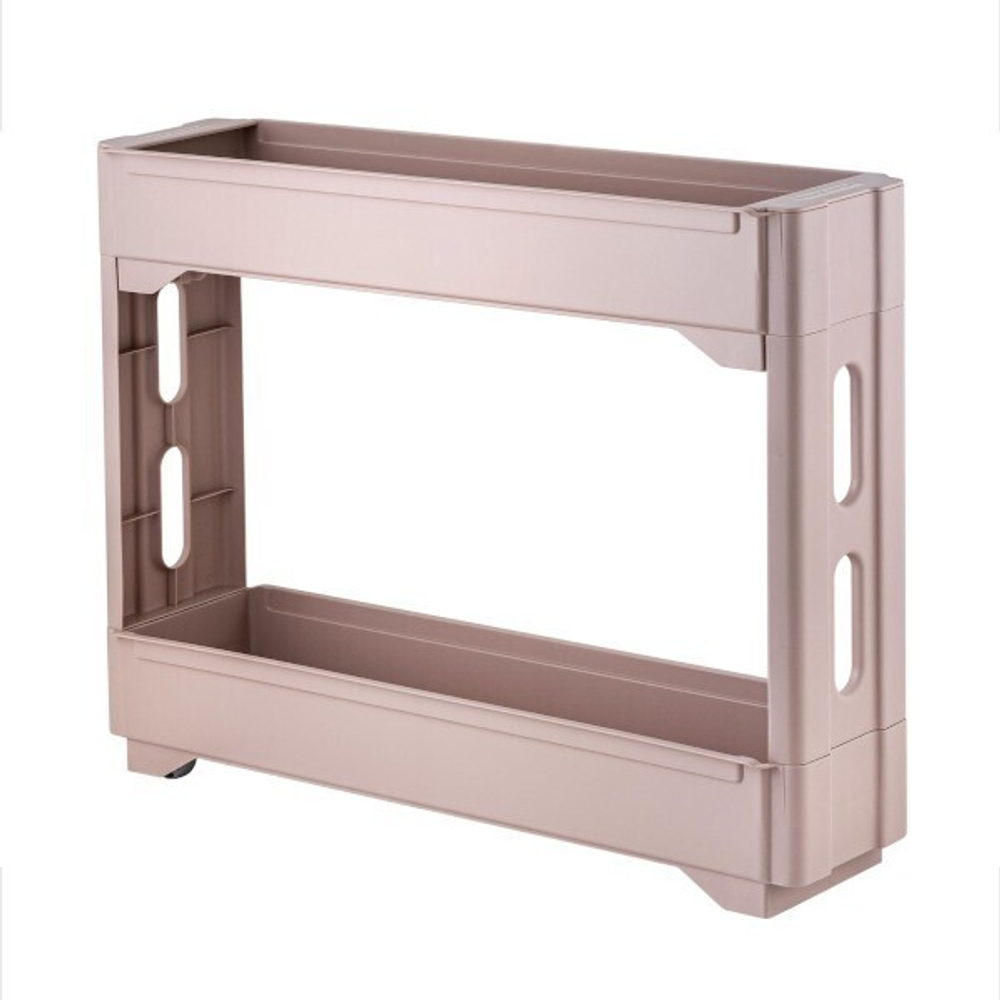 Этажерка Keeplex Regular на колесиках двухсекционная узкая 53,7х13,8х45 см бежевый топаз