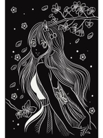 Гравюра А4 в пакете с ручкой. Золото. Аниме-девушка (Арт.Г-5903)