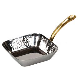 Сковорода для подачи 17*17 см h3,5 см   квадратная нерж. ручка золото P.L. Proff Cuisine