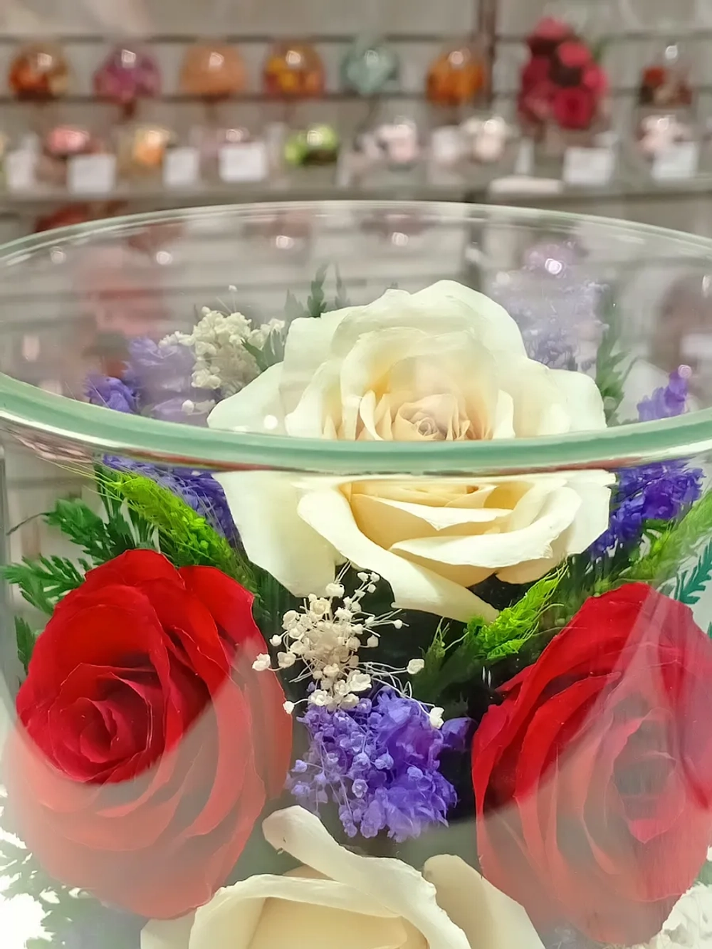 натуральные цветы в стекле, вакуум