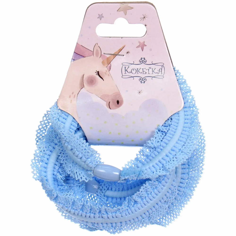 Резинки для волос в наборе 4шт «АЛИСА», цвет цвет голубой, d-5,5см (Подвес Единорог)