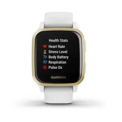 Смарт-часы Garmin Venu Sq белый с золотистым алюминиевым безелем и с силиконовым ремешком 010-02427-11