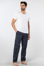 Пижама мужская белый + синий с желт. кр.клетка