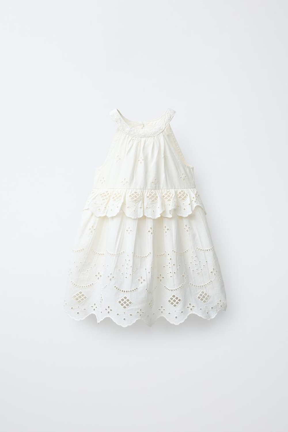 ZARA ПЛАТЬЕ ХАЛТЕР С ВЫШИВКОЙ, ЭКРЮ