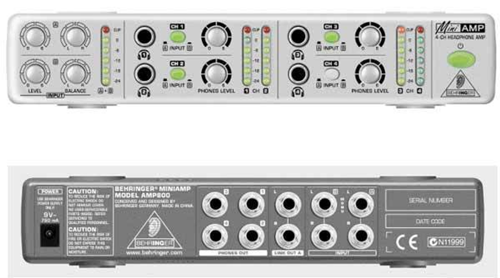 Behringer AMP800 компактный 4-канальный усилитель для стереонаушников