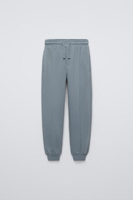 ZARA ОДНОТОННЫЕ БРЮКИ-ДЖОГГЕРЫ ИЗ МЯГКОЙ ТКАНИ, ВЫЦВЕТШИЙ СИНИЙ