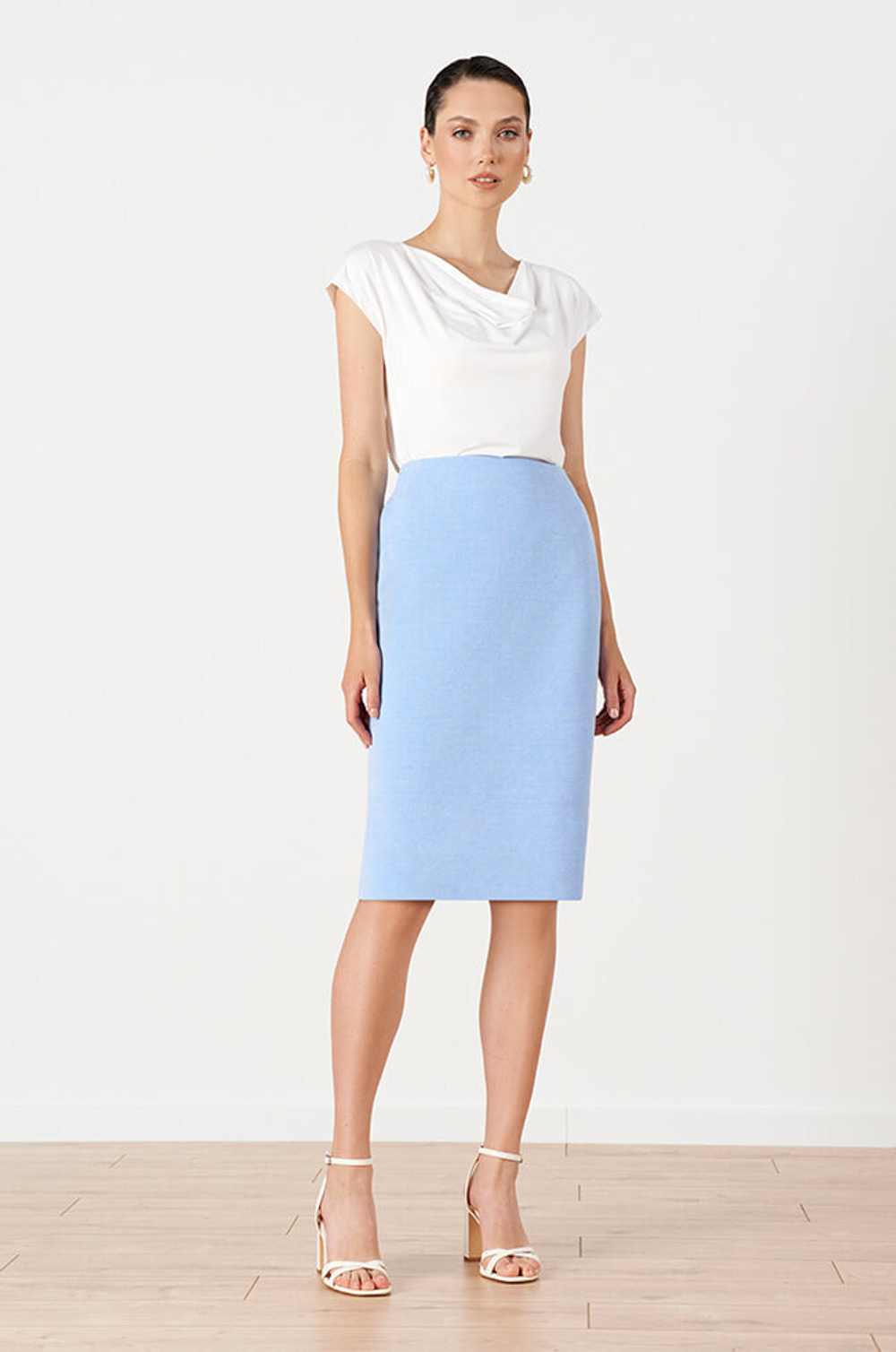 4882 Юбка женская (голубой меланж)