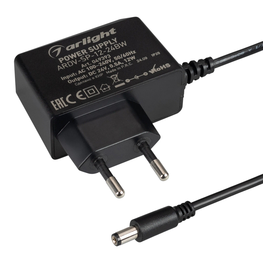 Блок питания ARDV-SP-12-24BW (24V, 0.5A, 12W) (Arlight, Адаптер, 5 лет) 049393