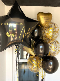 Композиция воздушных шаров черный/хром золото  № 1067